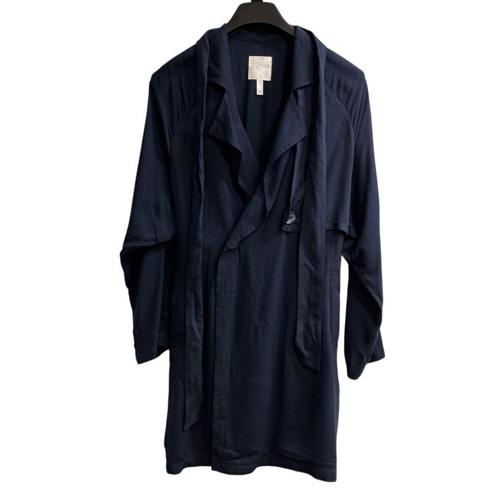 Leith Jacket Blue Rayon Drapey Tie‎ Front Size S Spring Layer Capsule Office